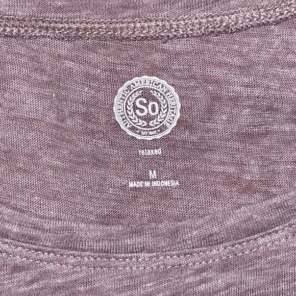 So | Muted Plum Crocheted Pocket Tee | Medium - Picture 3 of 8